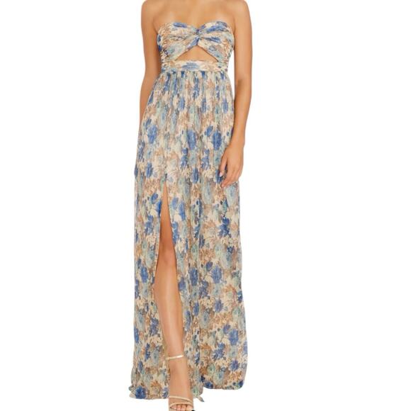 Dress the Population | Dresses | Nwot Dress The Population Angelique Gown  Colbalt Multi Floral Maxi Dress Size Xl | Poshmark